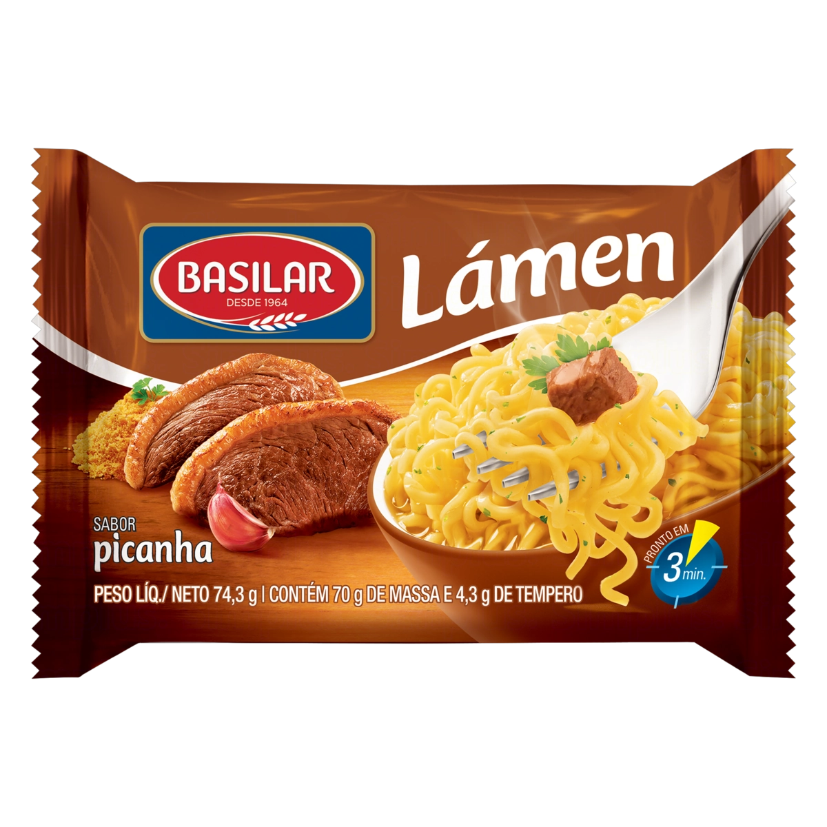 Macarrão Instantâneo Lámen Picanha Basilar Pacote 74,3g