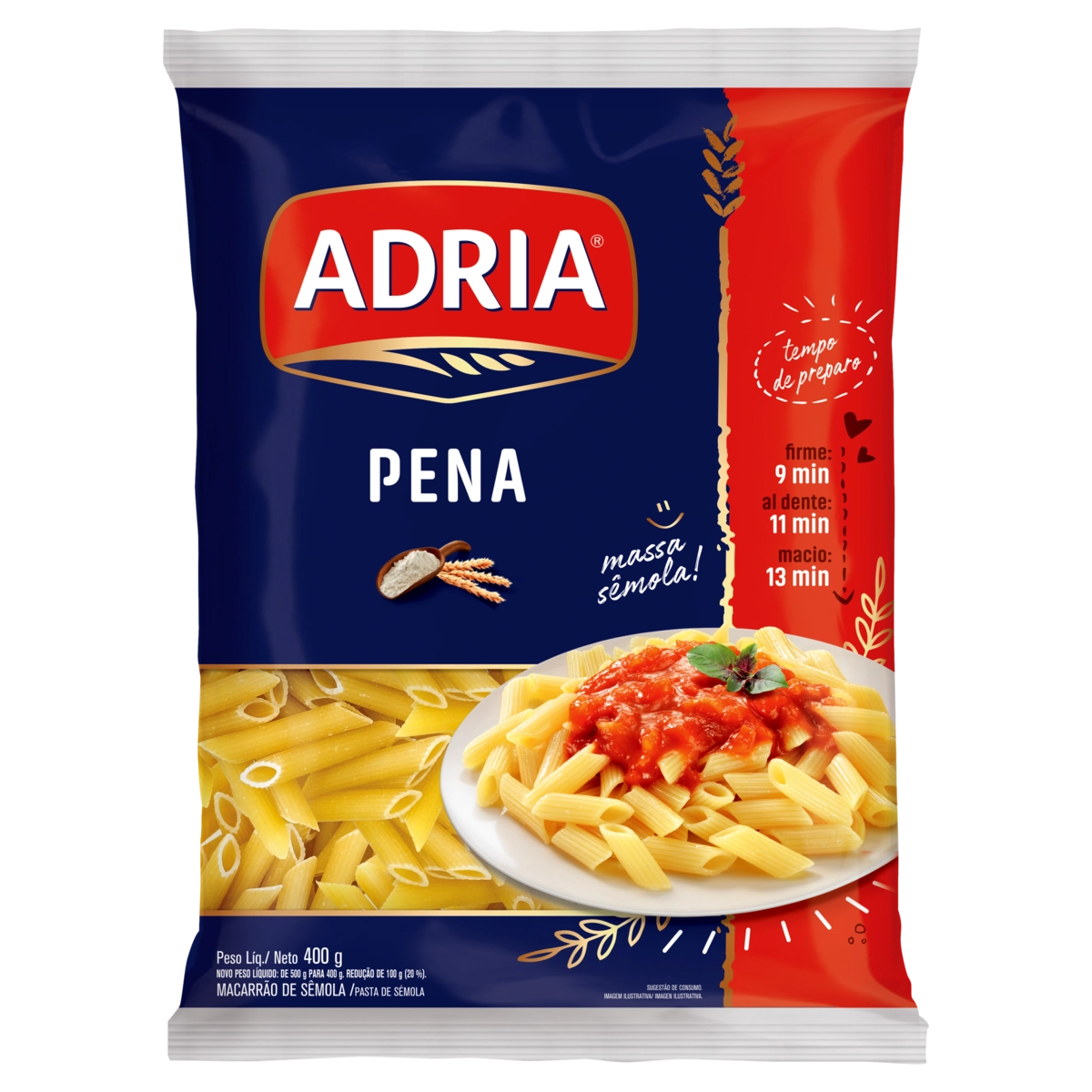 Macarrão De Sêmola Pena Adria Pacote 400g