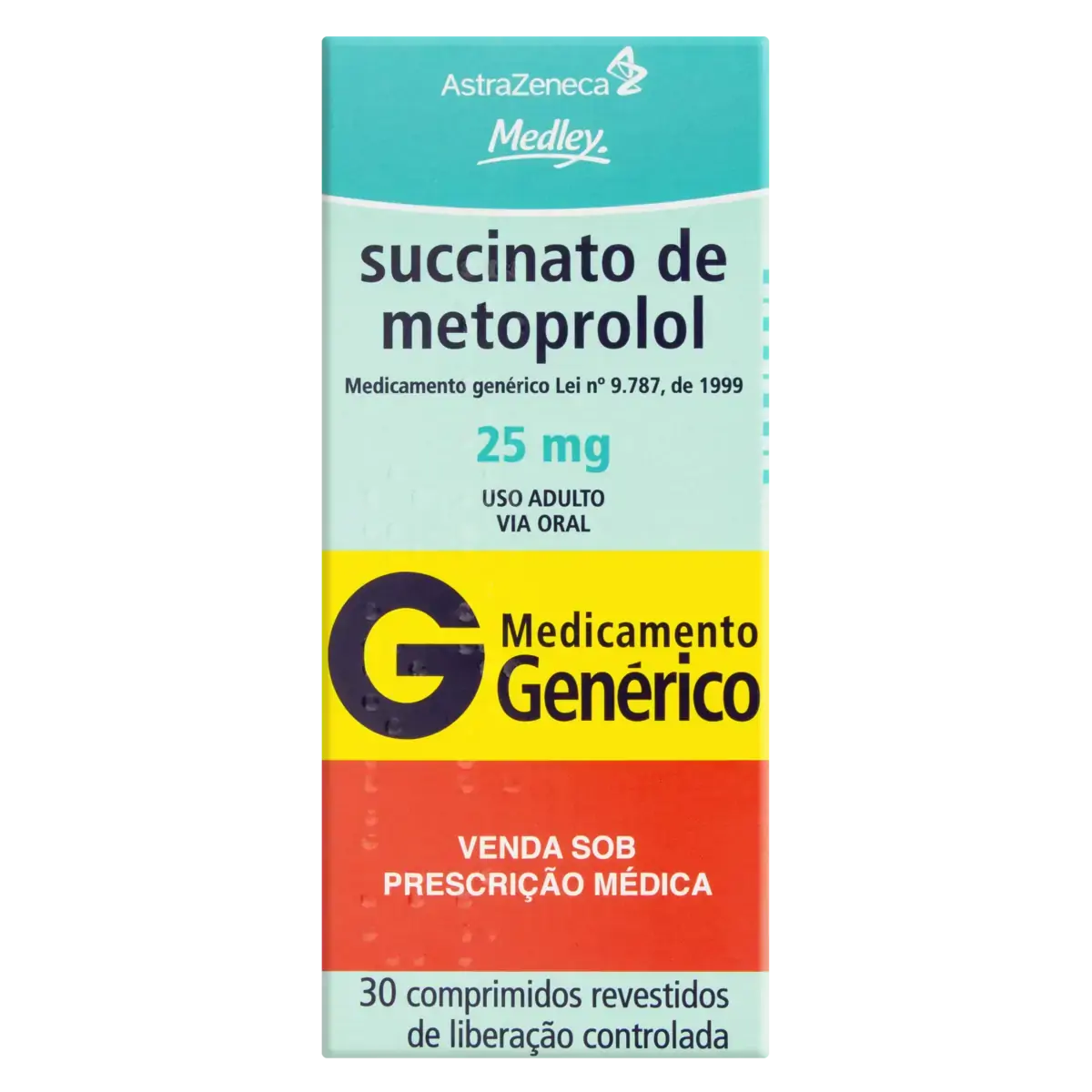 Succinato De Metoprolol 25mg Astrazeneca Caixa 30 Comprimidos Revestidos