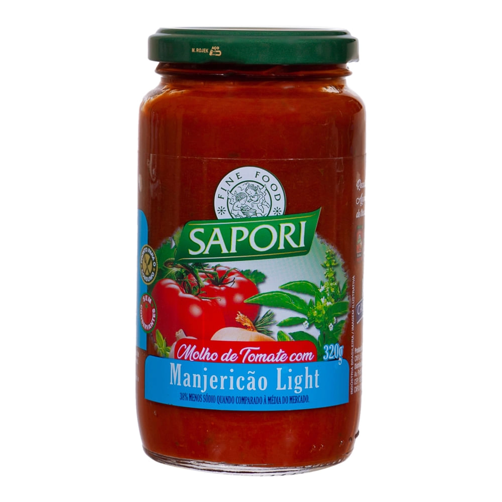 Molho De Tomate Com Manjericão Fresco Light Sapori 320g