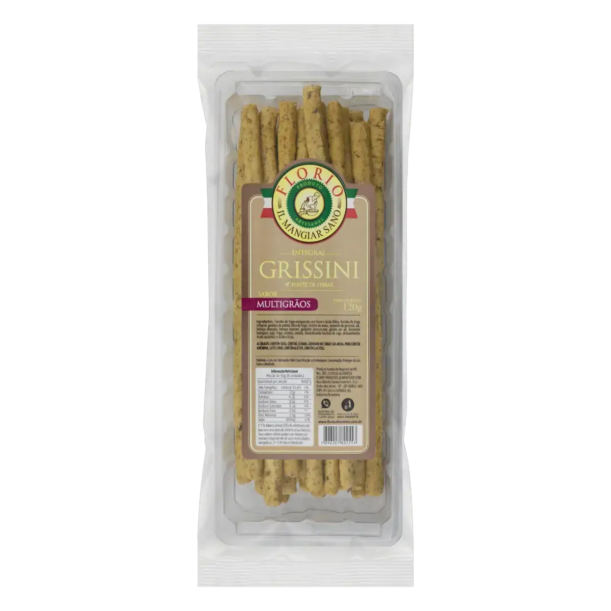 Grissini Integral Multigrãos Florio Pacote 120g