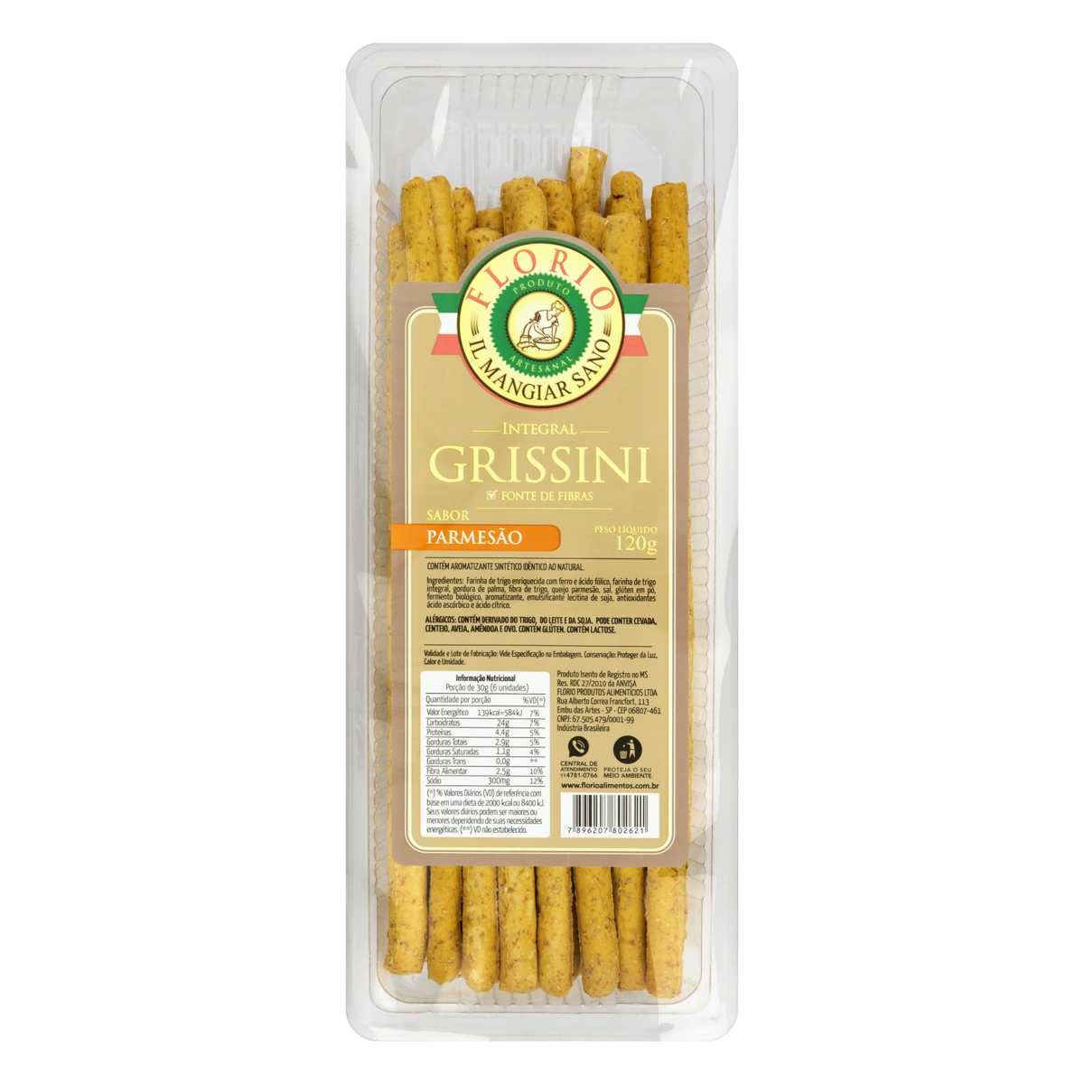 Grissini Integral Parmesão Florio Pacote 120g