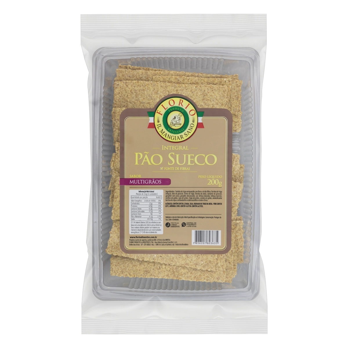Pão Sueco Integral Multigrãos Florio Pacote 200g