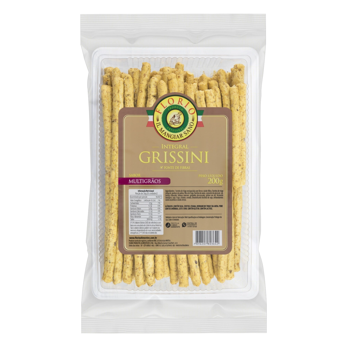 Grissini Integral Multigrãos Florio Pacote 200g