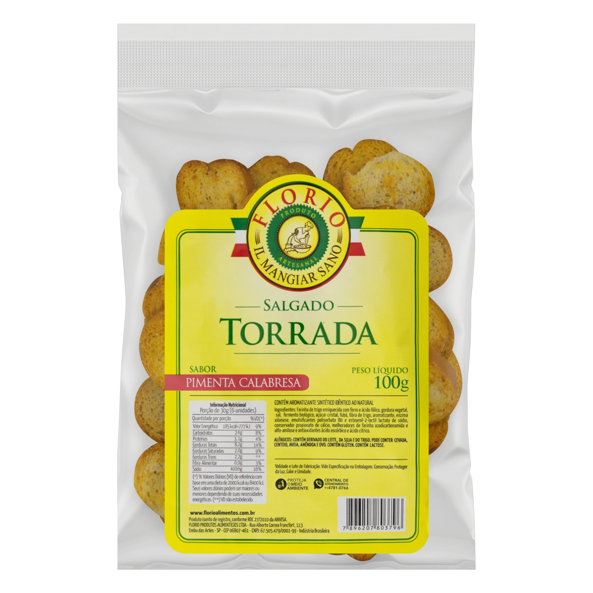 Torrada Pimenta Calabresa Florio Pacote 100g