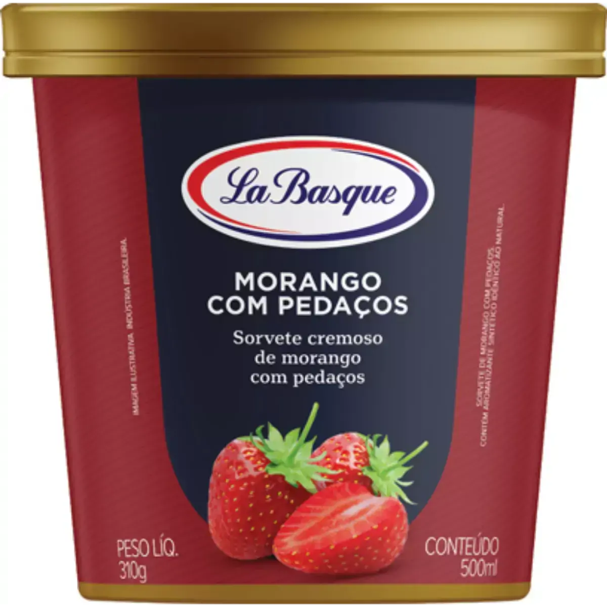 Sorvete Morango Com Pedaços LA BASQUE Pote 500ml