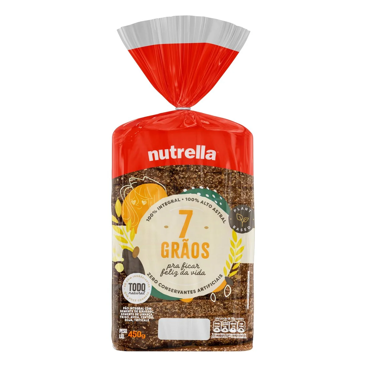 Pão Integral 7 Grãos Nutrella Pacote 450 g