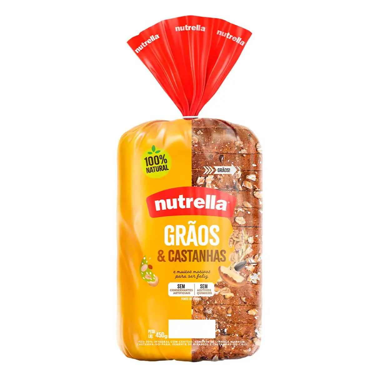 Pão Integral Grãos &amp; Castanhas Nutrella 450g