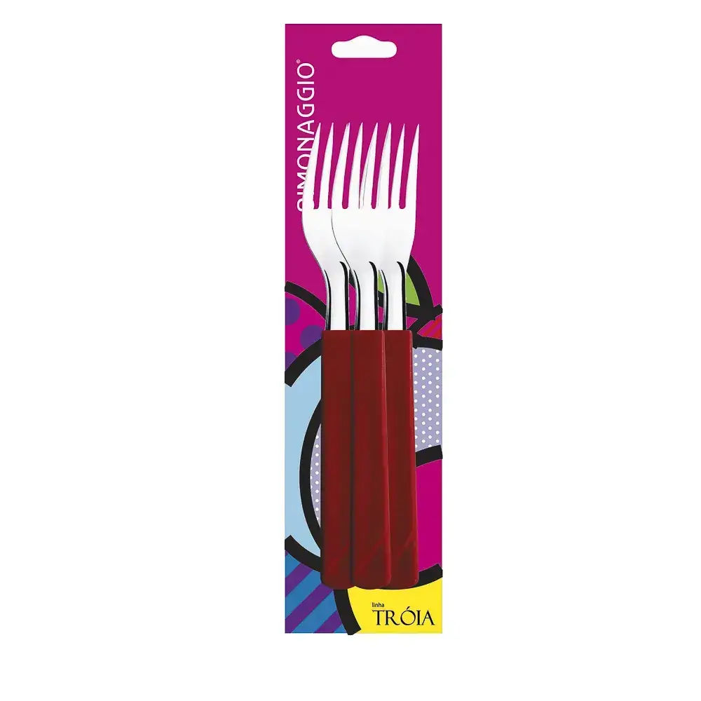 Garfo Metal Simonaggio 3un Vermelho