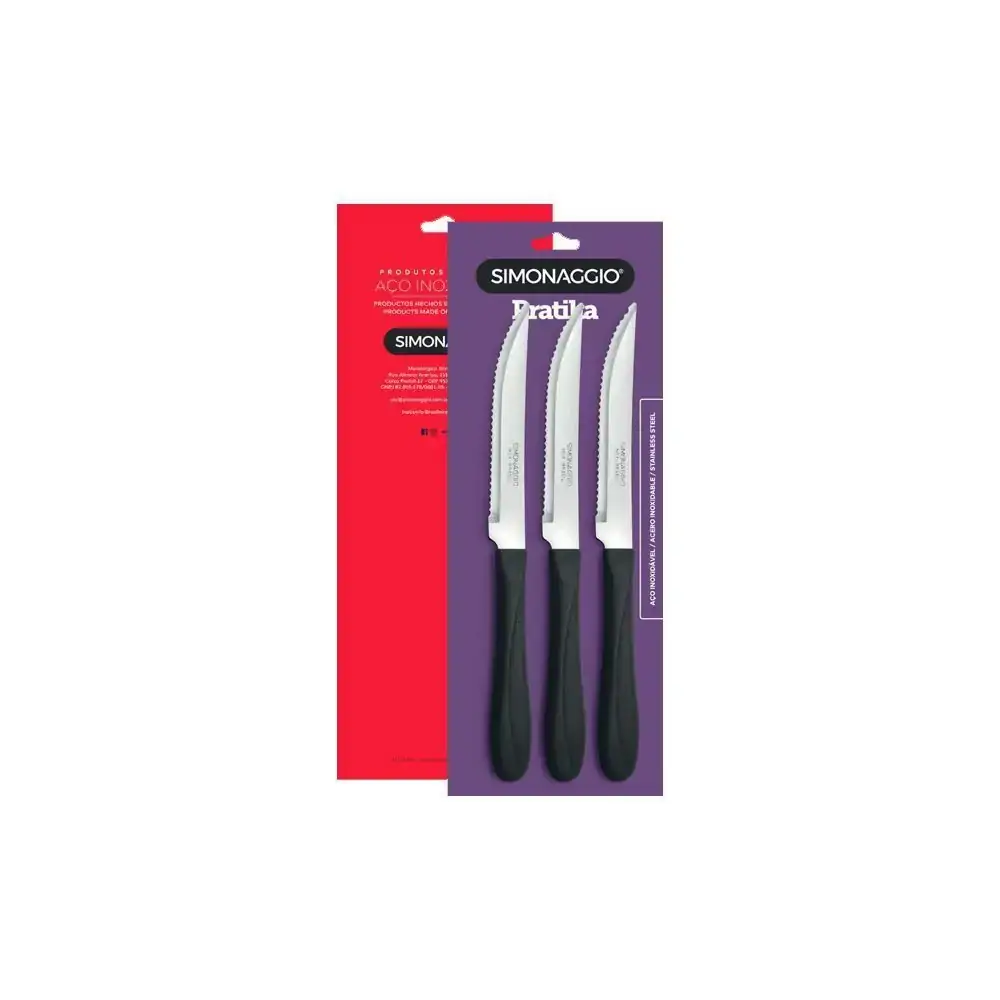 Faca Churrasco Pratica Preta C/3 Ref/20013 Si