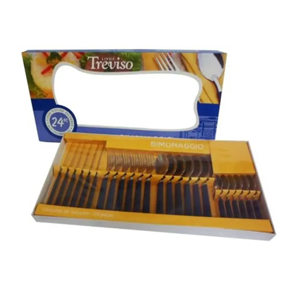 Faqueiro Azul C/24pcs Ref/634 Treviso