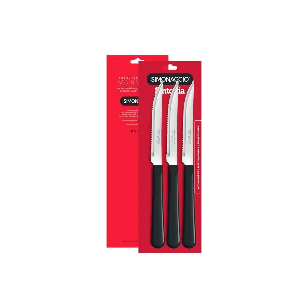 Conjunto De Facas Churrasco Pt C/3pcs Sintonia
