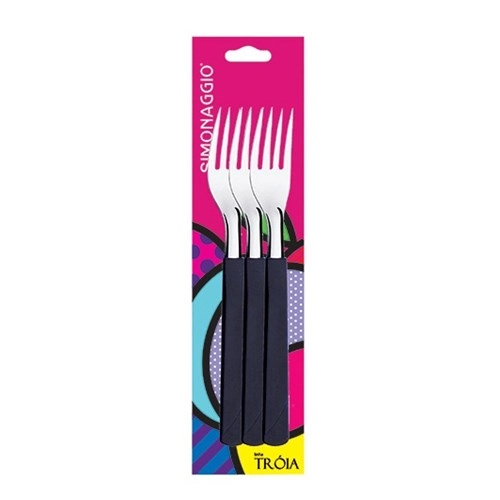 Cj Garfo Mesa Troia C/3 Pcs Preto