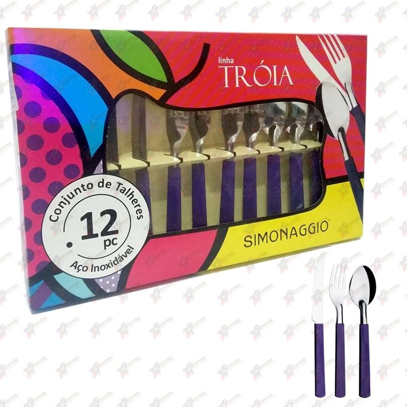 Faqueiro Simonaggio Troia 24pc Roxo