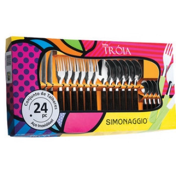 Faqueiro Simonaggio Troia 24pc Preto