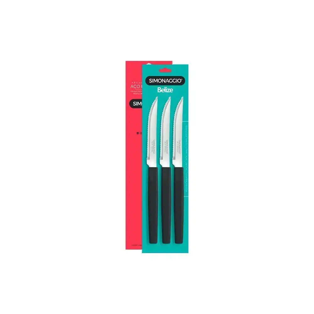 Cj Faca Churrasco Belize C/3pcs Preto