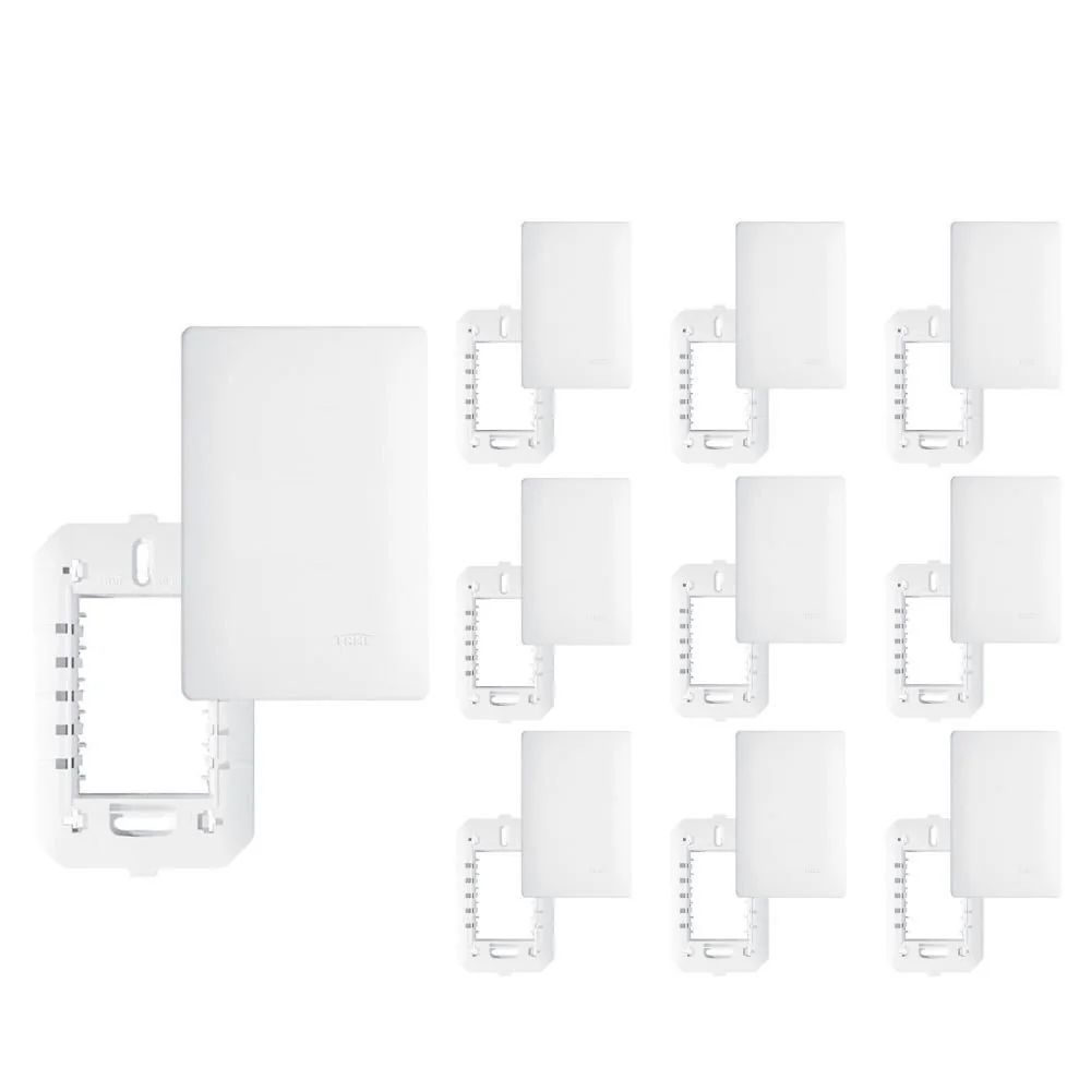 10 Placa Cega Com Suporte Fame Habitat 4x2 Branco