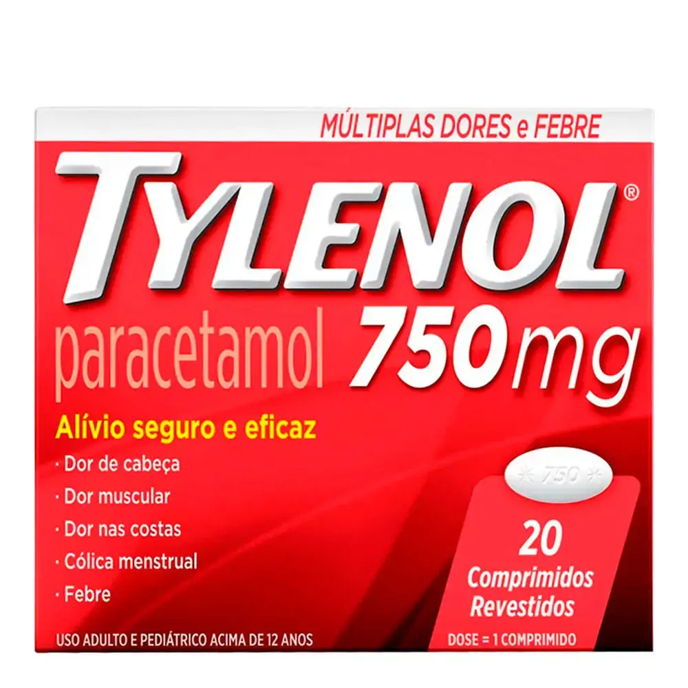 Analgésico Tylenol Cartucho 750mg 20 Comprimidos