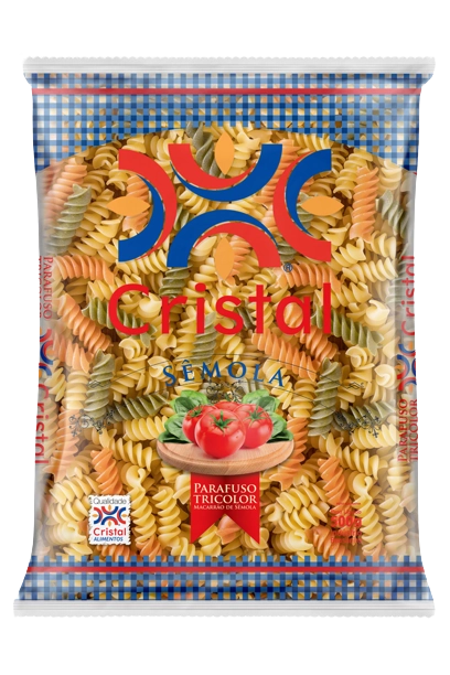 Macarrao Cristal Semola Parafuso Tricolor 500g