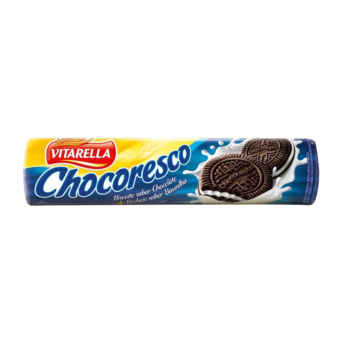 Biscoito Chocolate Recheio Baunilha Vitarella Chocoresco Pacote 130g