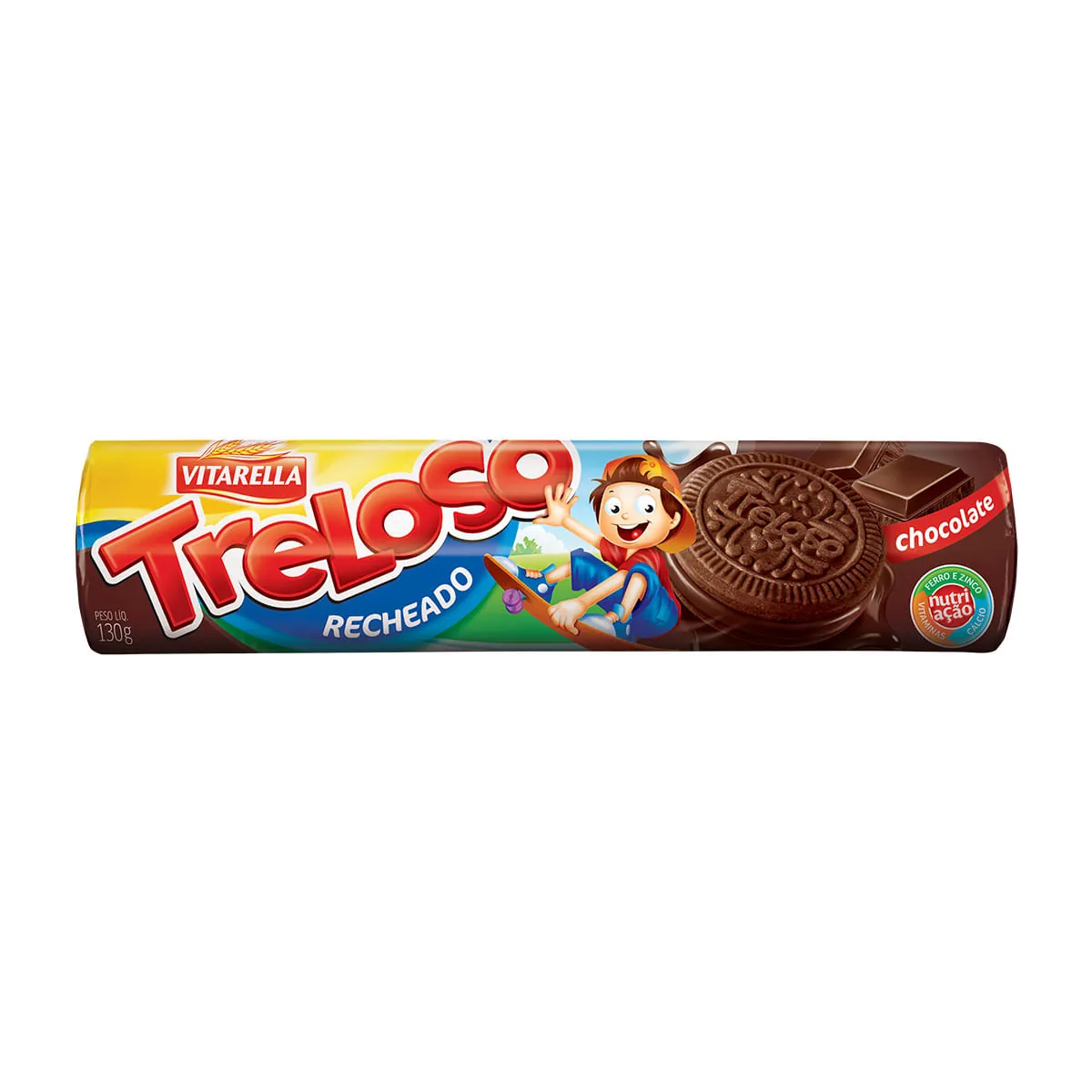 Biscoito Recheio Chocolate Vitarella Treloso Pacote 130g