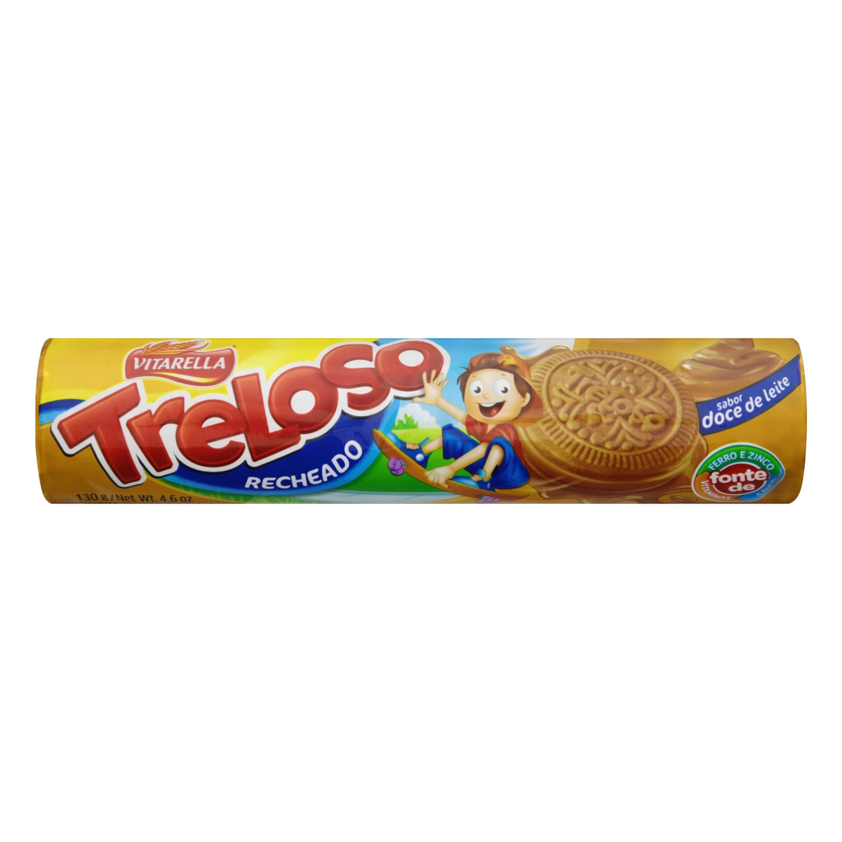 Biscoito Recheio Doce De Leite Vitarella Treloso Pacote 130g
