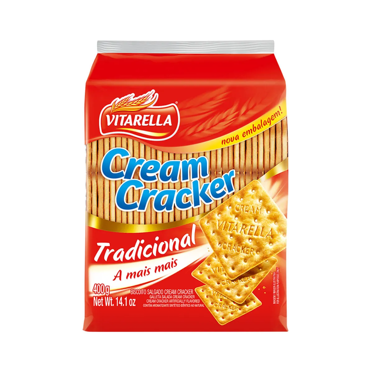 Biscoito Cream Cracker Tradicional Vitarella Pacote 400g