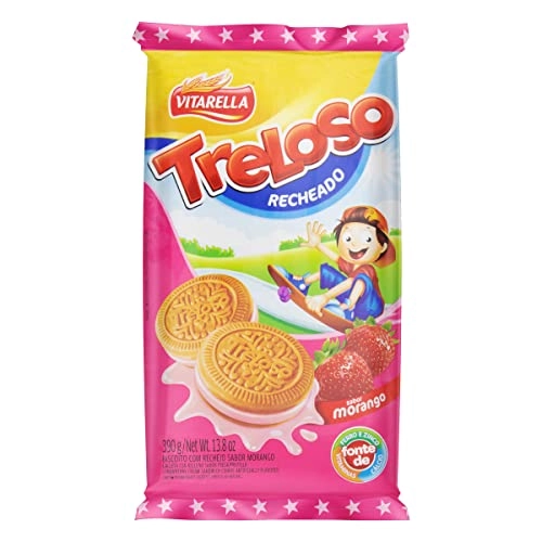 Biscoito Recheio Morango Vitarella Treloso Pacote 390g