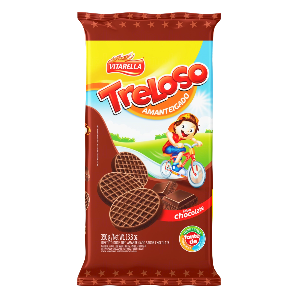 Biscoito Amanteigado Chocolate Vitarella Treloso Pacote 390g