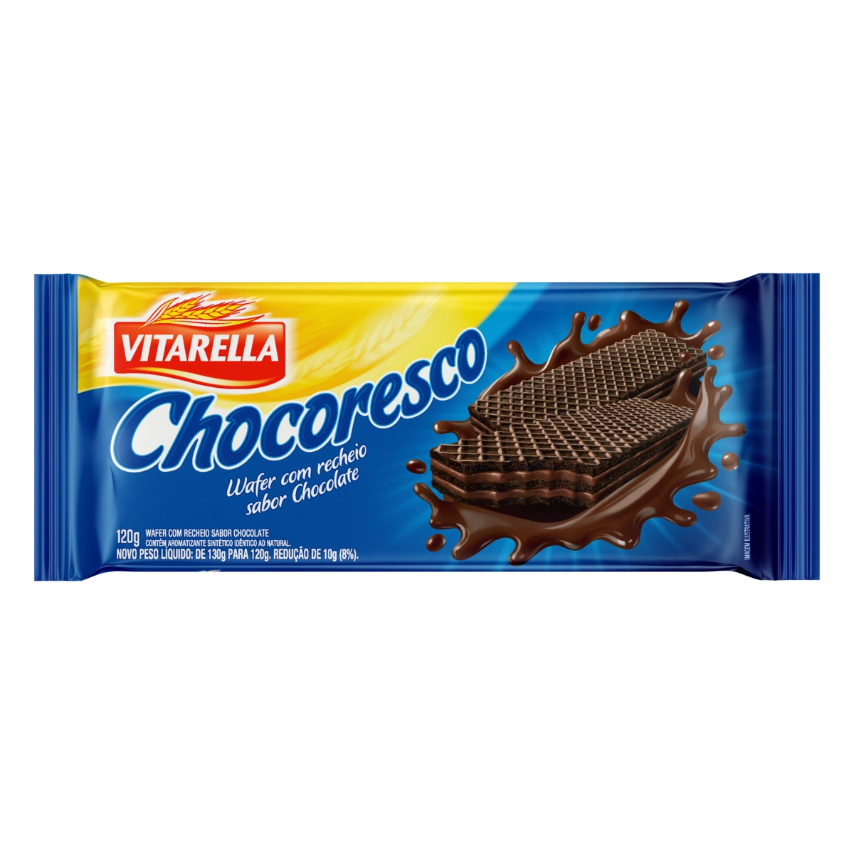 Biscoito Wafer Recheio Chocolate Vitarella Chocoresco Pacote 120g