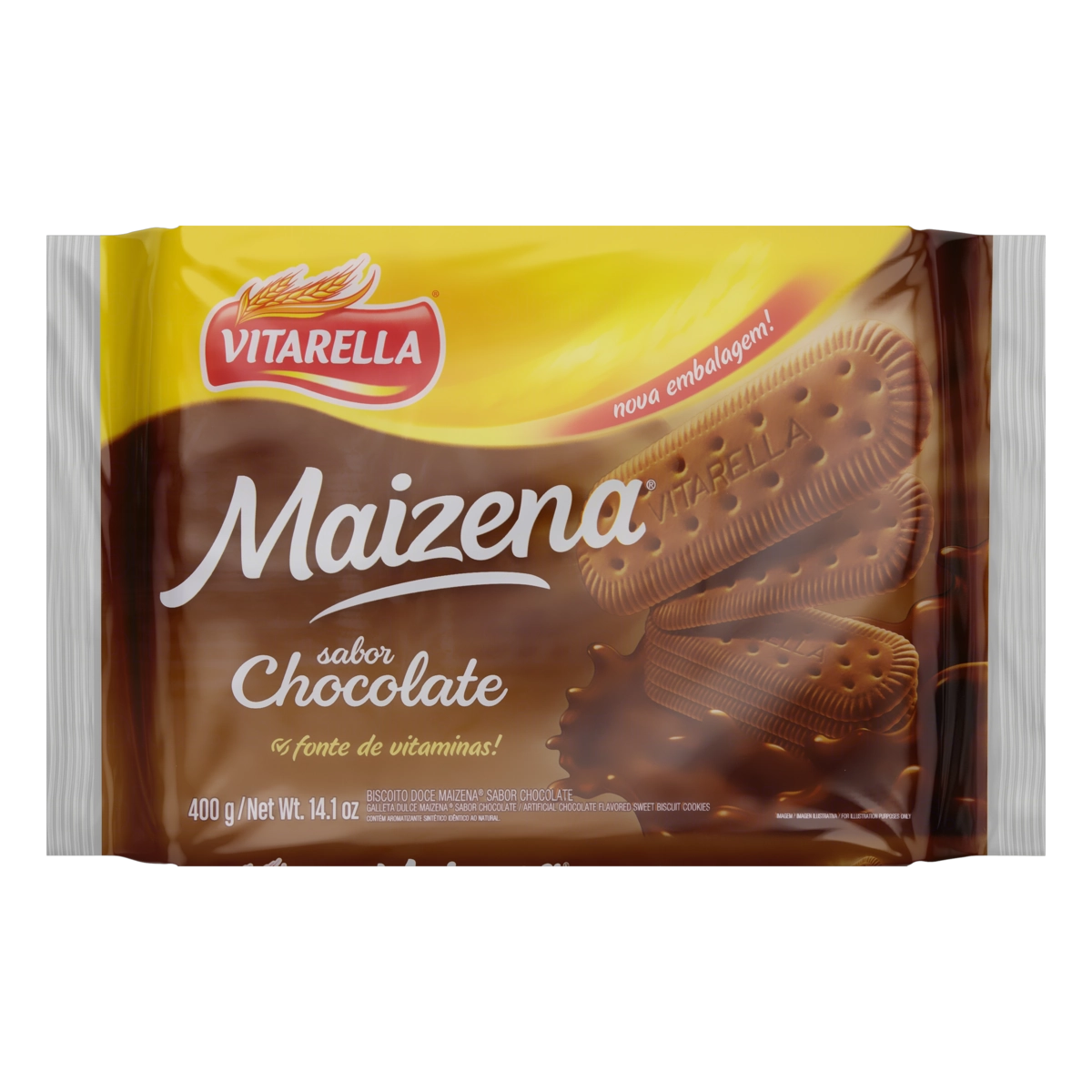 Biscoito Maizena Chocolate Vitarella Pacote 400g