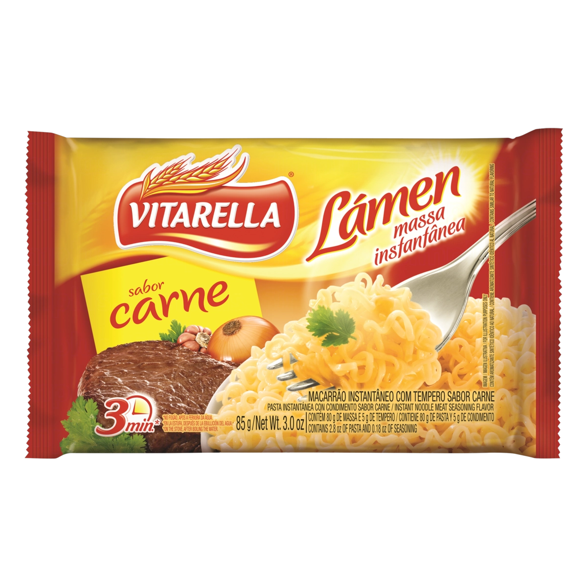 Macarrão Instantâneo Lámen Carne Vitarella Pacote 85g