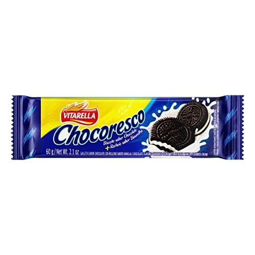 Biscoito Chocolate Recheio Baunilha Vitarella Chocoresco Pacote 60g