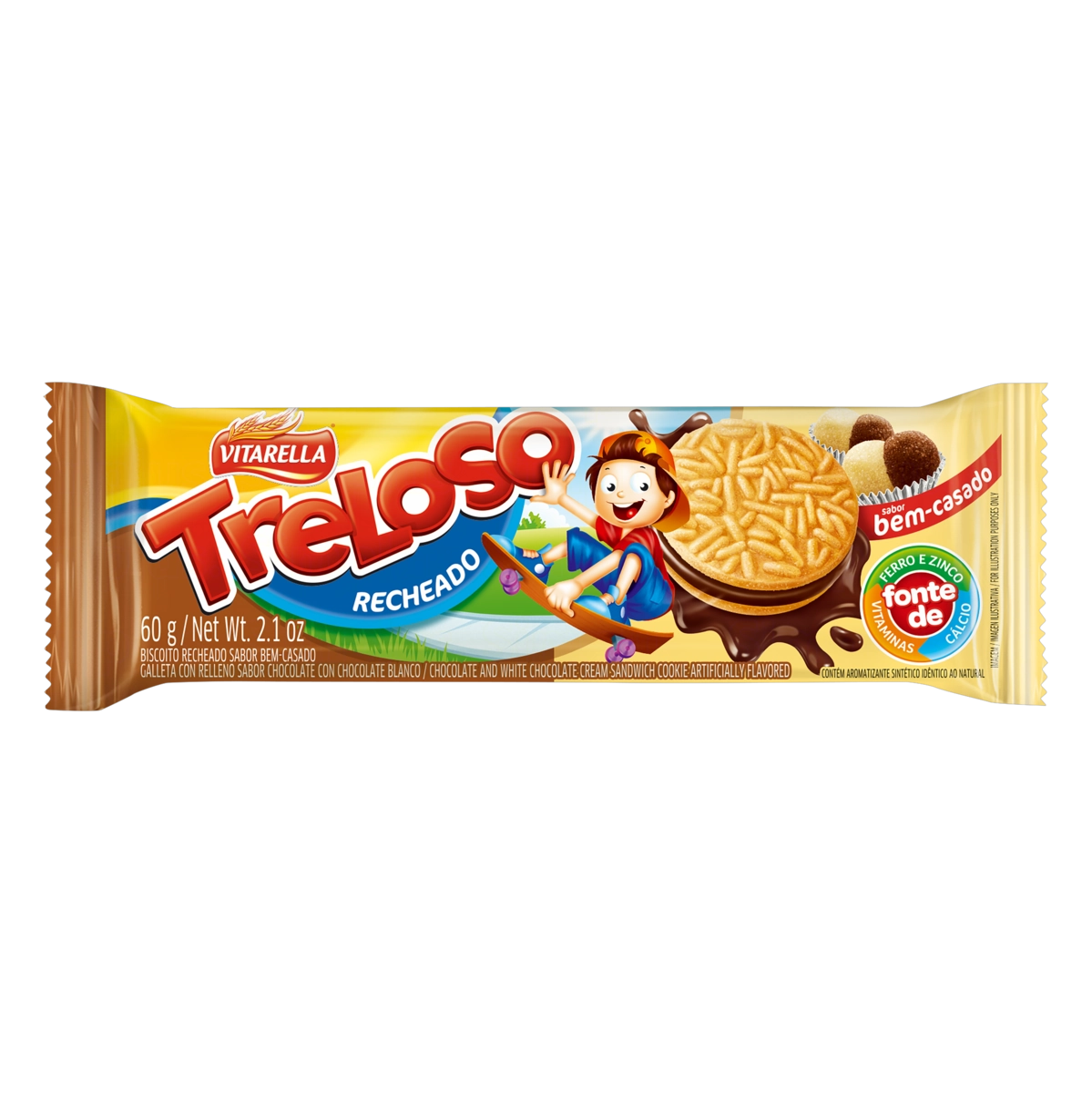 Biscoito Recheio Bem Casado Vitarella Treloso Pacote 60g