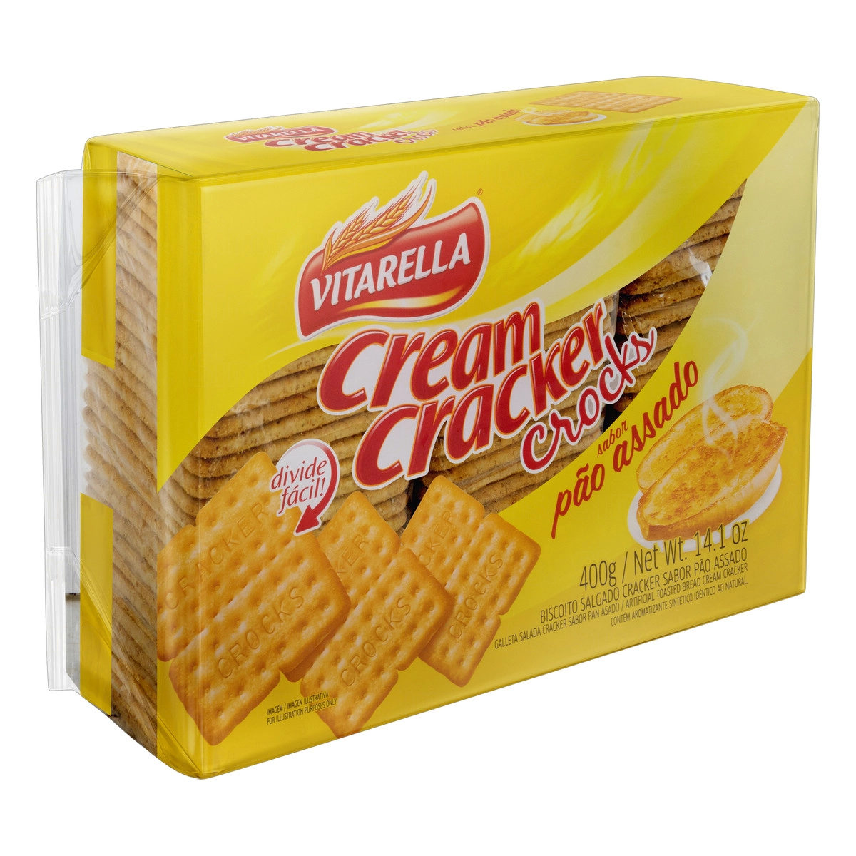Biscoito Cream Cracker Pão Assado Vitarella Crocks Pacote 400g
