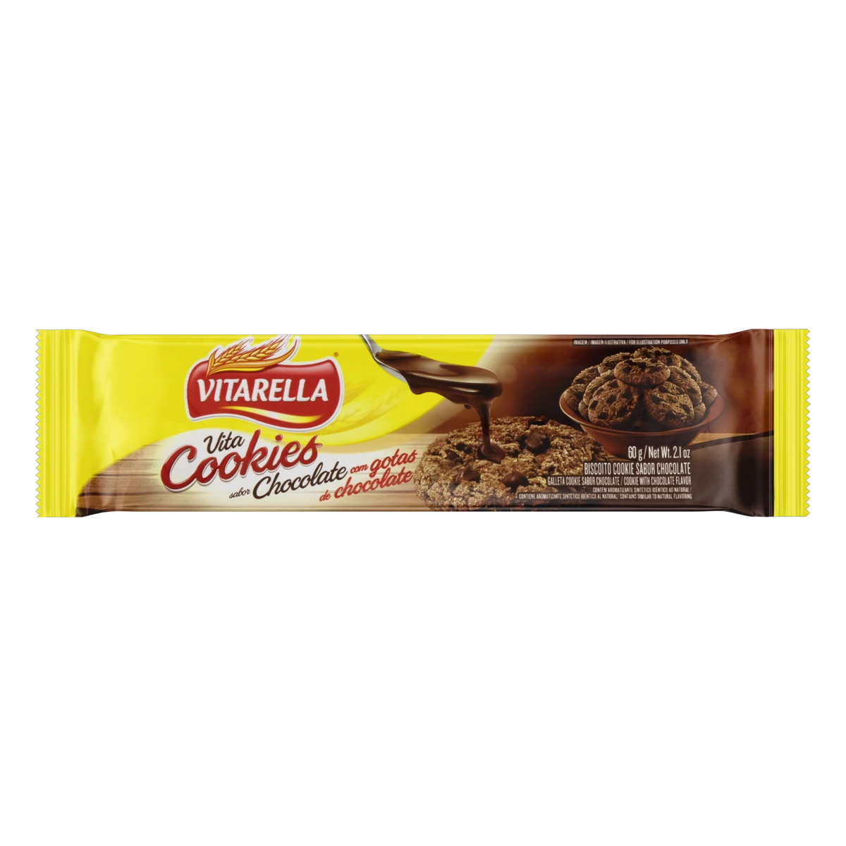 Biscoito Cookie Chocolate Com Gotas De Chocolate Vitarella Vita Pacote 60g