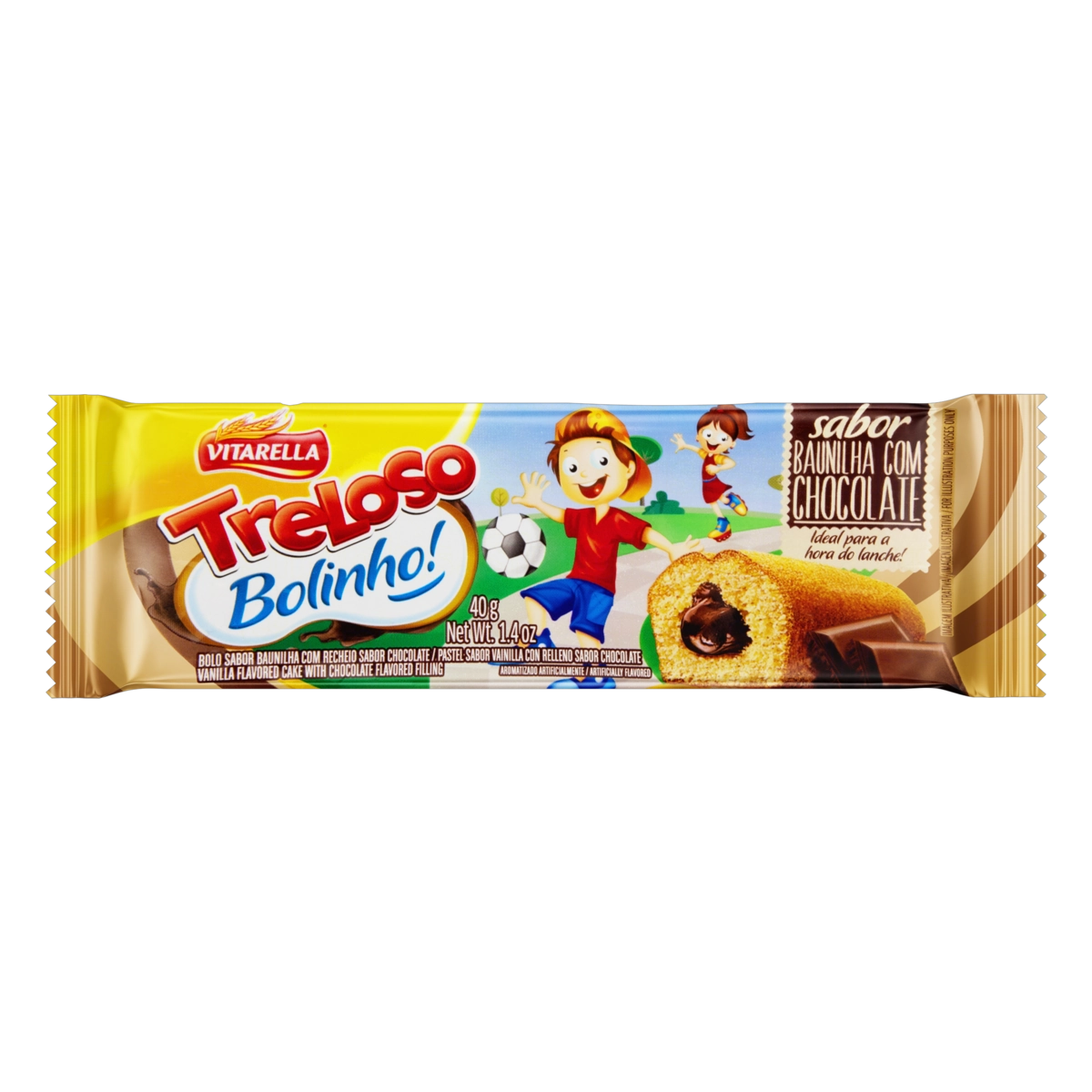Bolinho Baunilha Recheio Chocolate Vitarella Treloso Pacote 40g