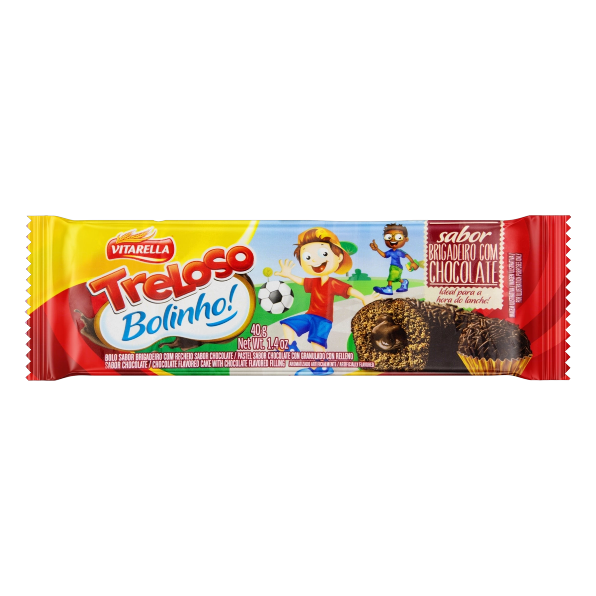 Bolinho Brigadeiro Recheio Chocolate Vitarella Treloso Pacote 40g