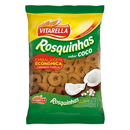 Biscoito Rosquinha Coco Vitarella Pacote 700g Embalagem Econômica