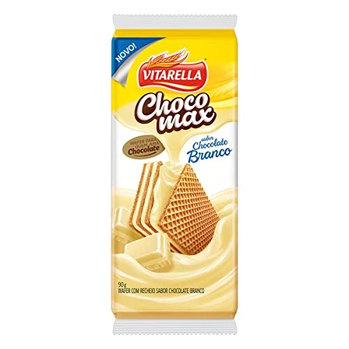 Biscoito Wafer Recheio Chocolate Branco Vitarella Chocomax Pacote 90g