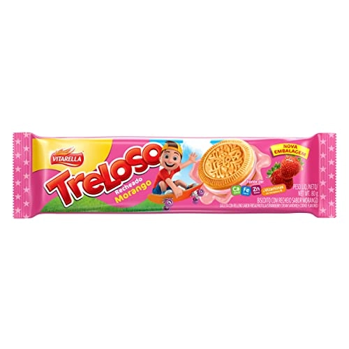 Biscoito Recheio Morango Vitarella Treloso Pacote 80g