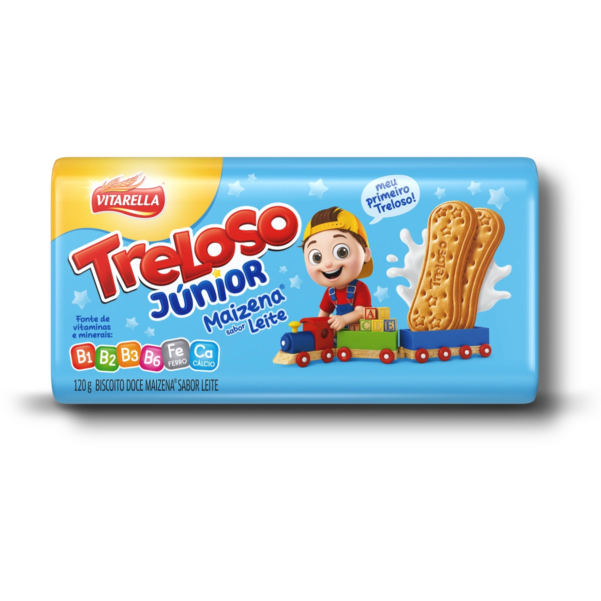 Biscoito Maizena Leite Vitarella Treloso Júnior Pacote 120g