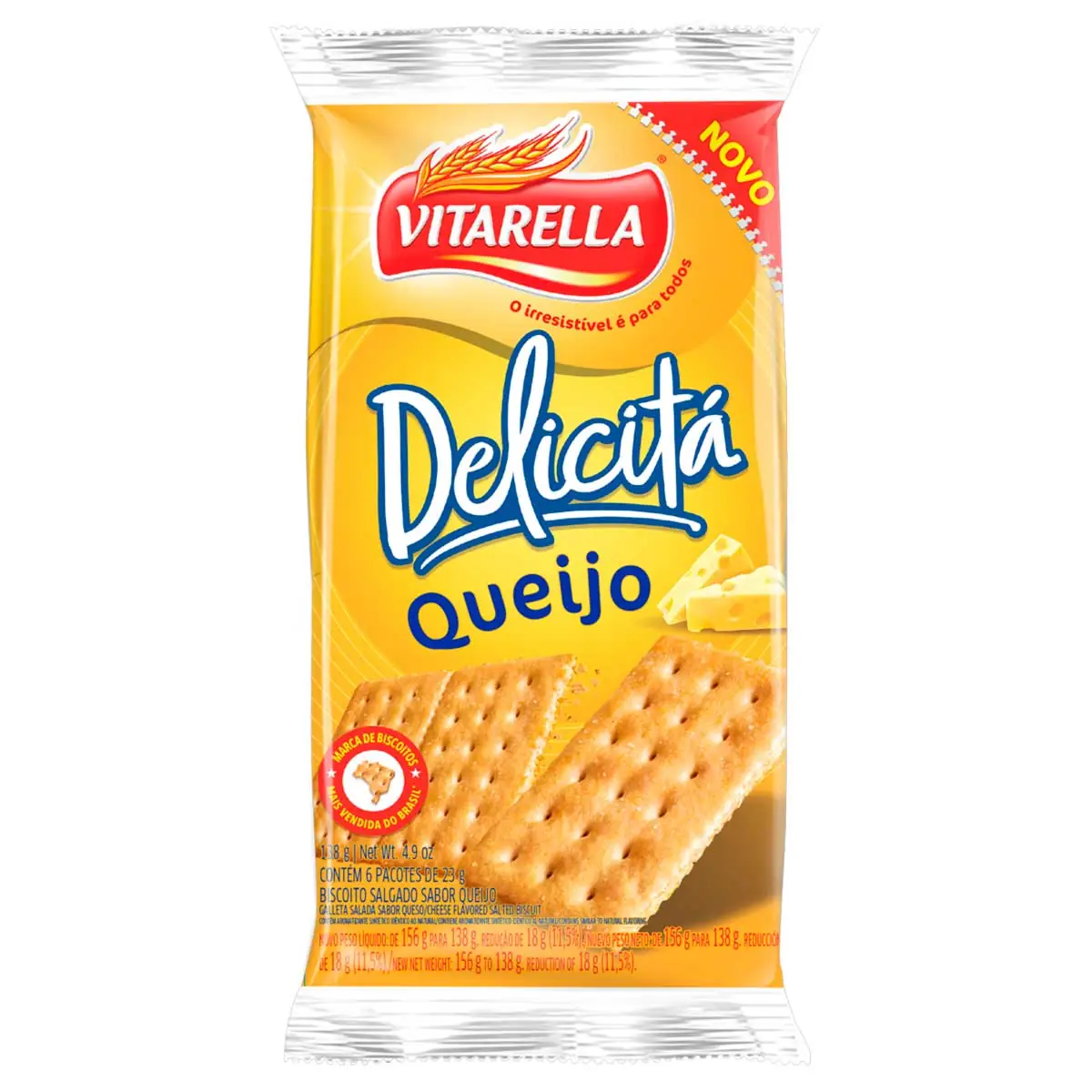 Pack Biscoito Queijo Vitarella Delicitá Pacote 138g 6 Unidades