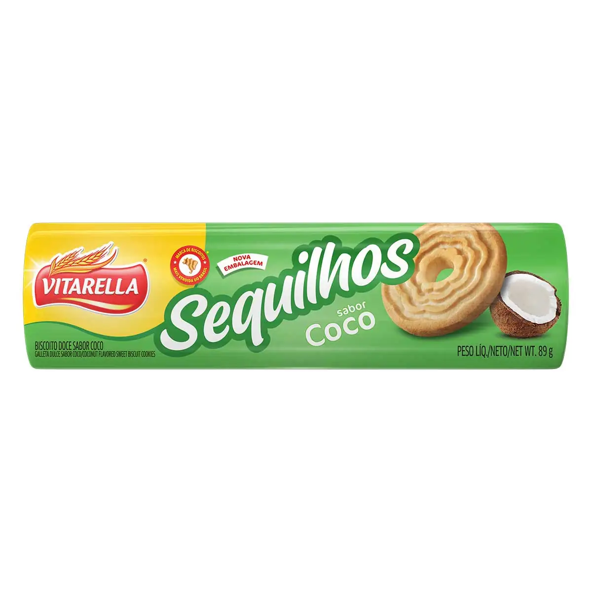 Biscoito Sequilho Coco Vitarella Pacote 89g