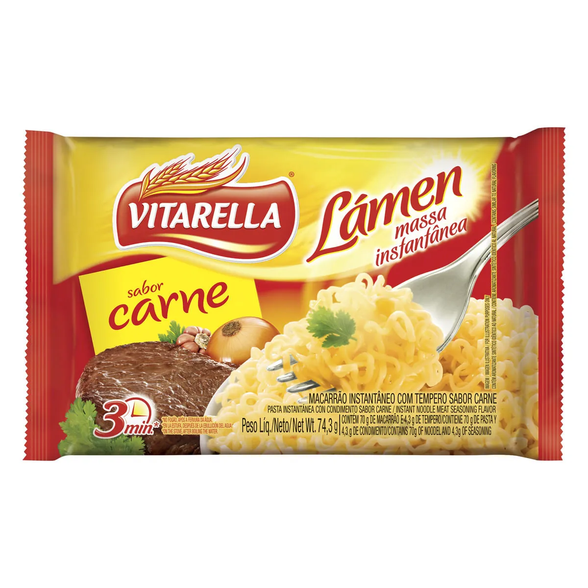 Macarrão Instantâneo Lámen Carne Vitarella 74,3 g