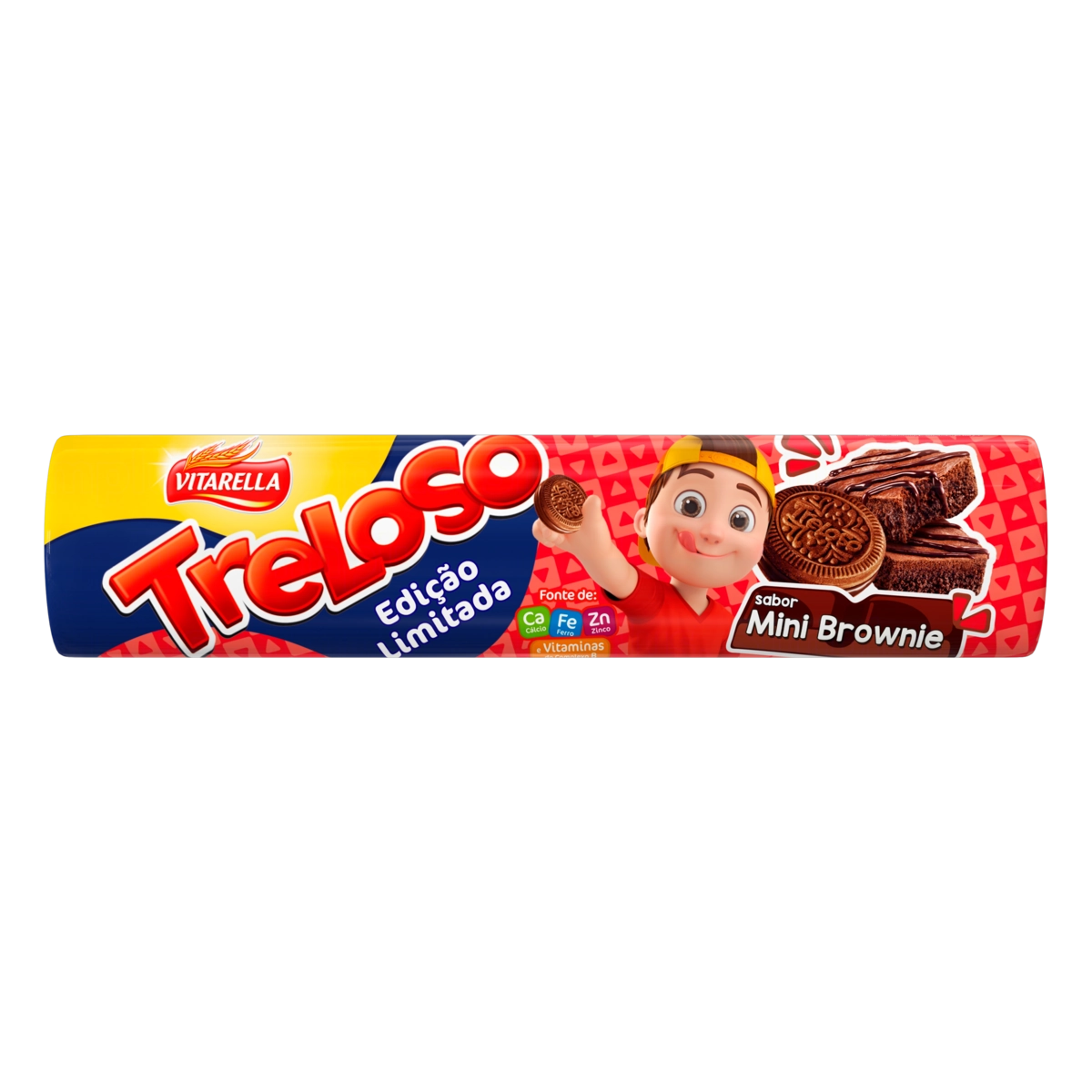 Biscoito Recheio Mini Brownie Vitarella Treloso Pacote 130g