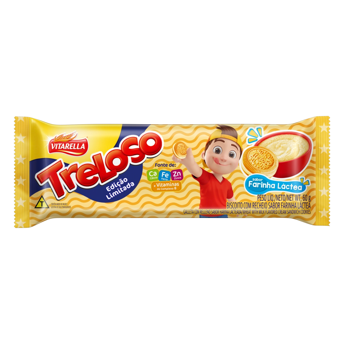 Biscoito Recheio Farinha Láctea Vitarella Treloso Pacote 60g