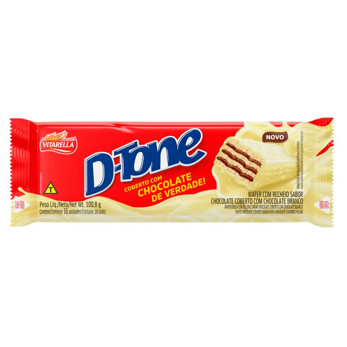 Wafer Recheado de Chocolate e Cobertura de Chocolate Branco Vitarella D-Tone 100,8g