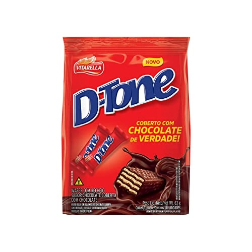 Wafer Recheio E Cobertura Chocolate Vitarella D Tone Pacote 63g