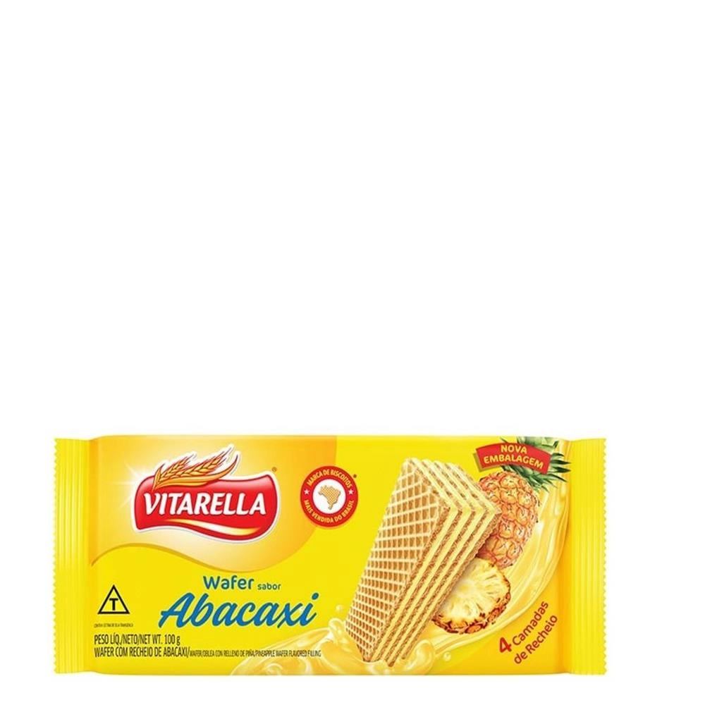 Biscoito Wafer Recheio Abacaxi Vitarella Pacote 80g